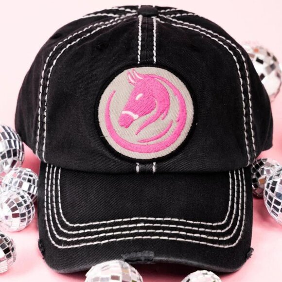 KBETHOS Horse Head Black Distressed Baseball Cap Hat NWT - Picture 1 of 3